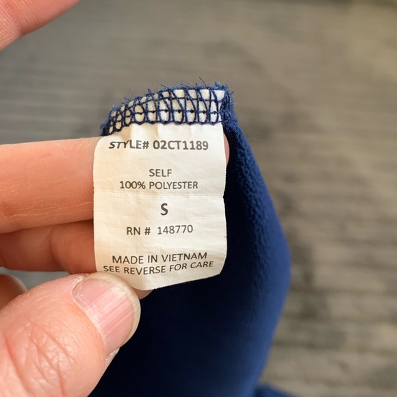 Sienna Sky Navy Cold Shoulder Flutter Blouse - Picture 5 of 7